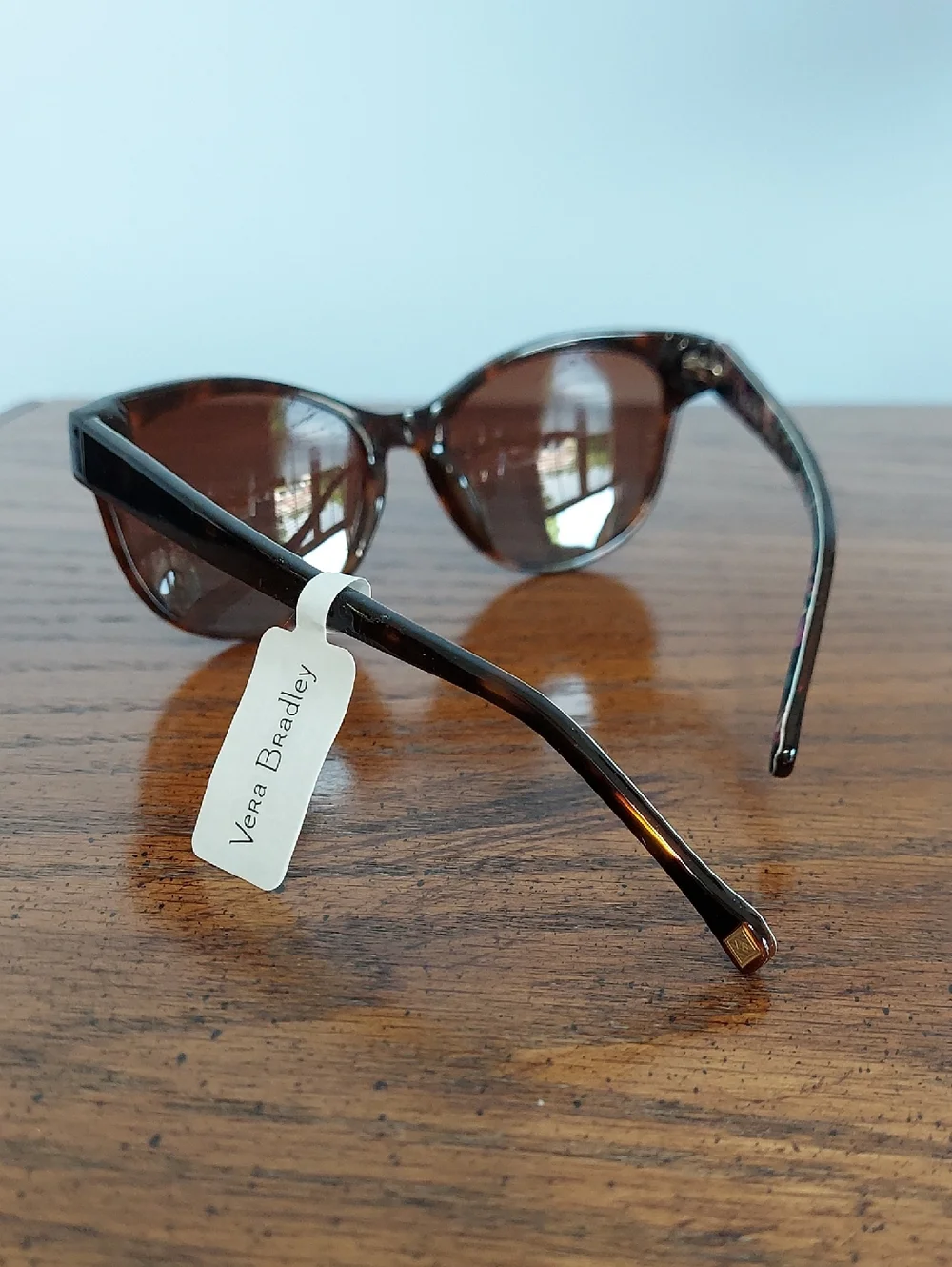 🆕 Vera Bradley Brown Tortoiseshell Polarized Sunglasses with Floral Arms NEW